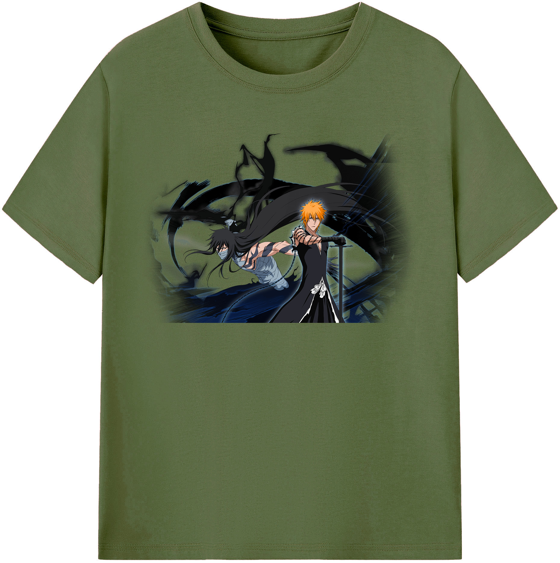 （画像用） ブリーチ 黒崎一護（くろさき いちご）BLEACH Kurosaki Ichigo 綿100％半袖Tシャツ（フロントプリント）